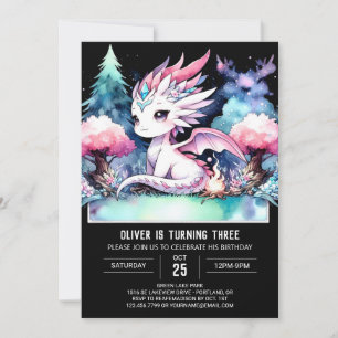 Whimsical Fantasy Dragon Birthday Invitation
