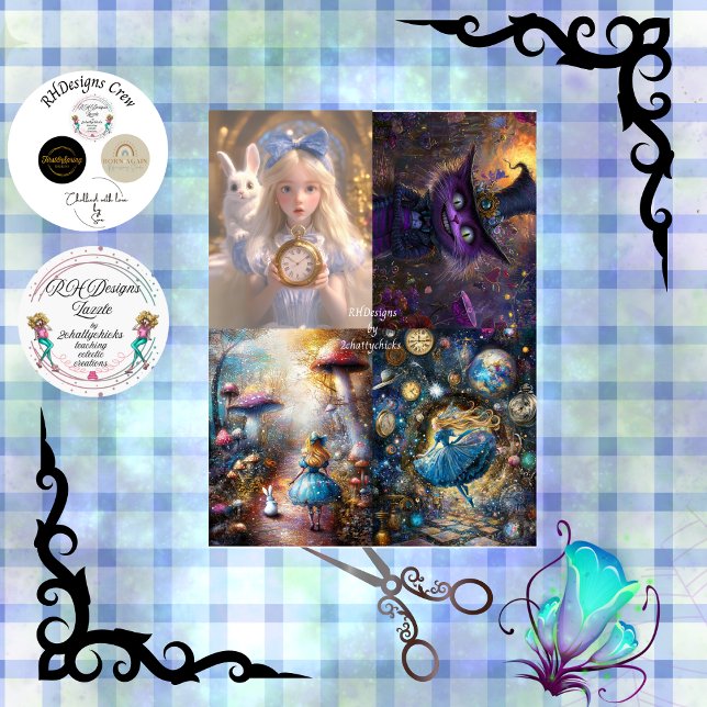 Whimsical Fantasy Easter Blonde Girl Purple Cat Tissue Paper (Creator Uploaded)