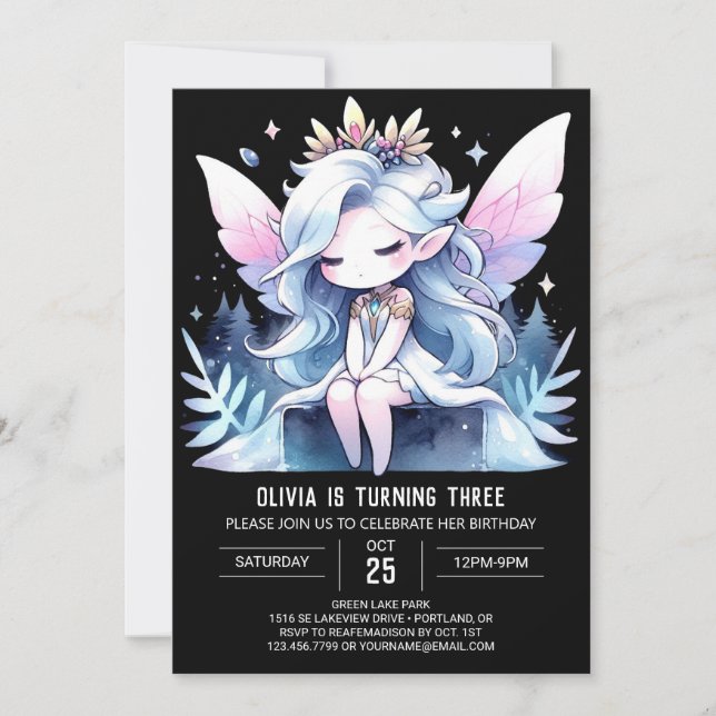 Whimsical Fantasy Fairy Birthday Invitation (Front)