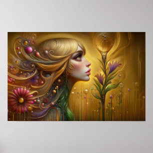Whimsical Fantasy Floral Female Otherworldly Poster