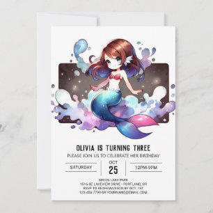 Whimsical Fantasy Mermaid Birthday Invitation