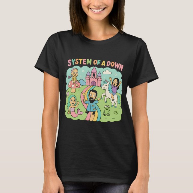 Whimsical Fantasy System Of A Down Cartoon T-Shirt (Front)
