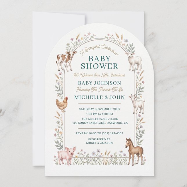 Whimsical Farm Baby Shower Invitation (Front)