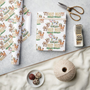 Whimsical Farm Floral Birthday Wrapping Paper