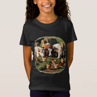 Whimsical Farmyard Adventure–Cows, Chickens T-Shirt
