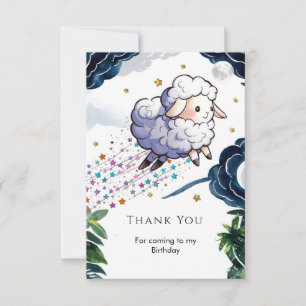 Whimsical Farmyard Sheep Birthday Thank You Card