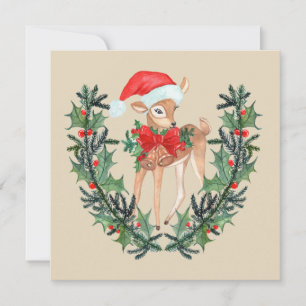 Whimsical Fawn Wreath Flat Card