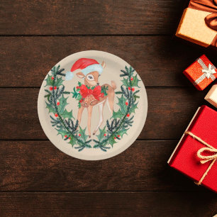 Whimsical Fawn Wreath Paper Plate
