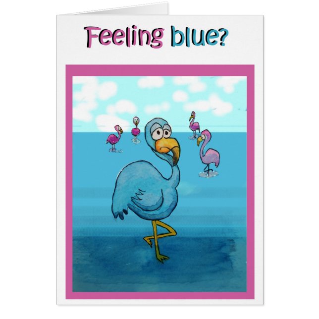 Whimsical Feel Better Soon Pink Flamingo Humour (Front)