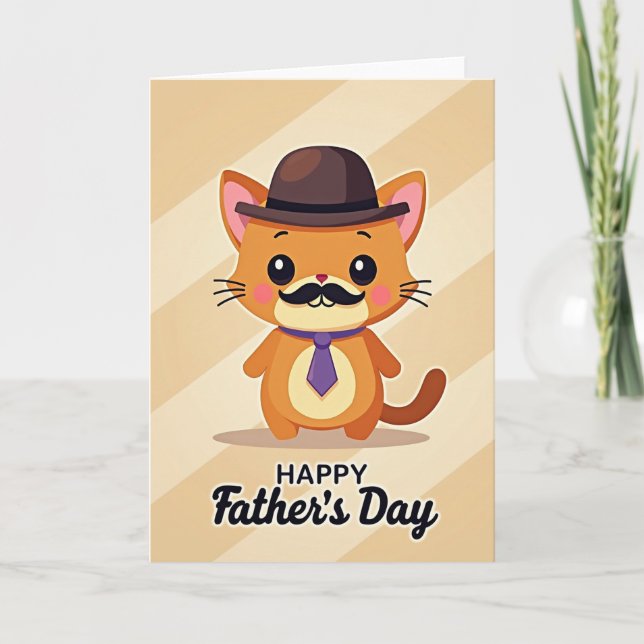 Whimsical Feline Fathers Day Card (Front)