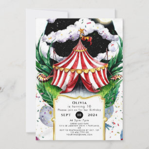 Whimsical Festive Circus Birthday Invitation