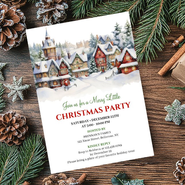 Whimsical festive city Christmas scene celebration Invitation (Whimsical festive city Christmas scene celebration)