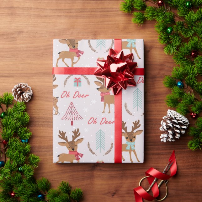 Whimsical festive deer wrapping paper (Holiday Gift)