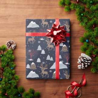 Whimsical festive deer wrapping paper