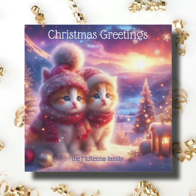 Whimsical Festive Kitties Christian Christmas  Holiday Card (Creator Uploaded)
