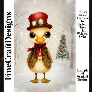 Whimsical Festive Steampunk Duckling L4 Decoupage Tissue Paper