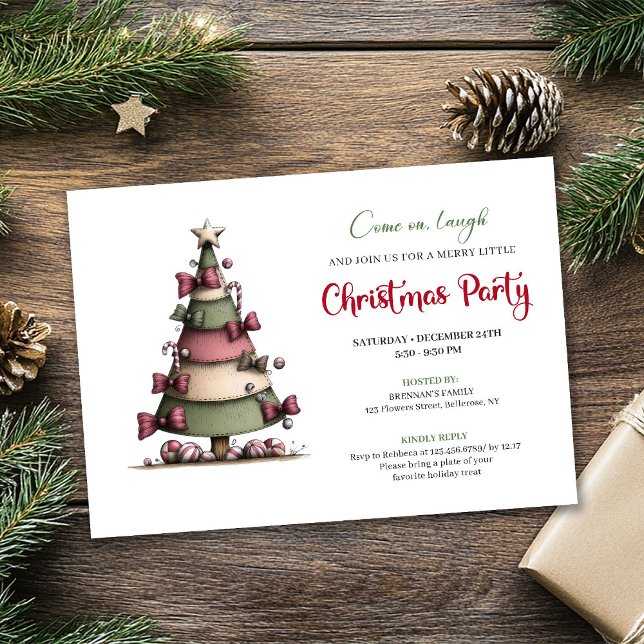 Whimsical festive tree modern holiday invitation (Whimsical festive tree modern holiday invitation)