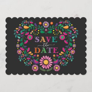 Whimsical Fiesta Floral Heart Wreath Save the Date Invitation