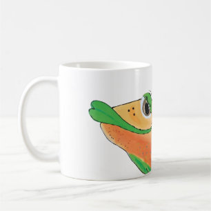Whimsical Fish Artwork in Orange and Green Coffee Mug