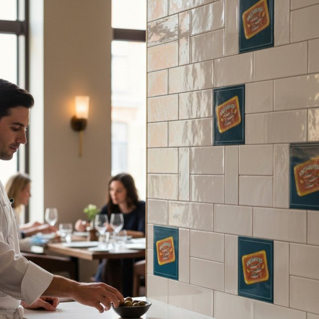 Whimsical Fish Can Anchovies Kitchen Decor  Tile (Creator Uploaded)