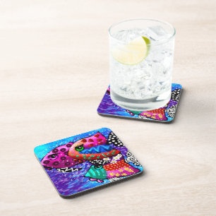 Whimsical Fish Trio Colourful Abstract Nautical Coaster