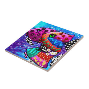 Whimsical Fish Trio Colourful Abstract Nautical Tile