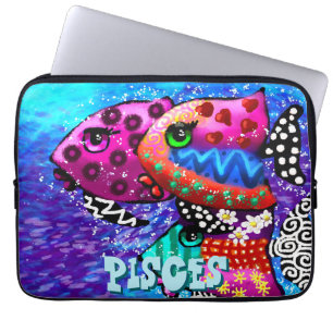 Whimsical Fish Trio Pisces Nautical Personalised Laptop Sleeve