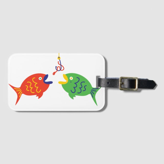 Whimsical Fishing Luggage Tag (Front Horizontal)