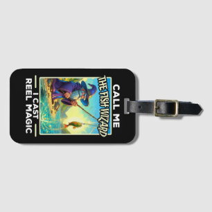 Whimsical Fishing Wizard Luggage Tag