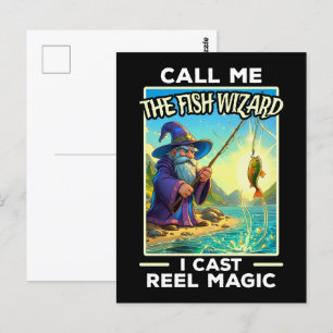Whimsical Fishing Wizard Postcard