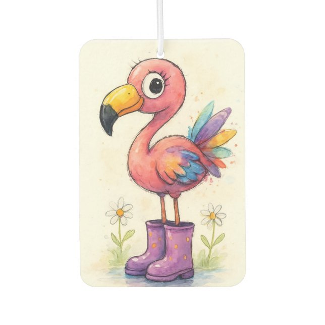 WHIMSICAL FLAMINGO CAR AIR FRESHENER (Front)
