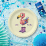WHIMSICAL FLAMINGO PAPER PLATE<br><div class="desc">Adorable party decor for any occasion!</div>