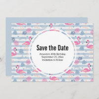 Whimsical Flamingo & Pineapple Pattern Birthday