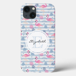 Whimsical Flamingo & Pineapple Pattern iPhone 13 Case