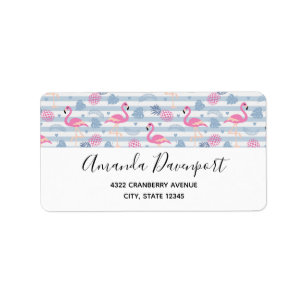 Whimsical Flamingo & Pineapple Pattern Label