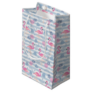 Whimsical Flamingo & Pineapple Pattern Small Gift Bag