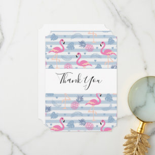 Whimsical Flamingo & Pineapple Pattern Thank You Card