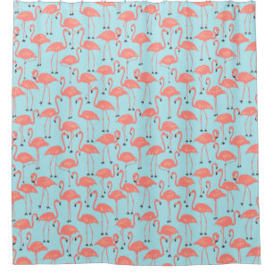 Whimsical Flamingo Tropical Bathroom Retro Miami Shower Curtain