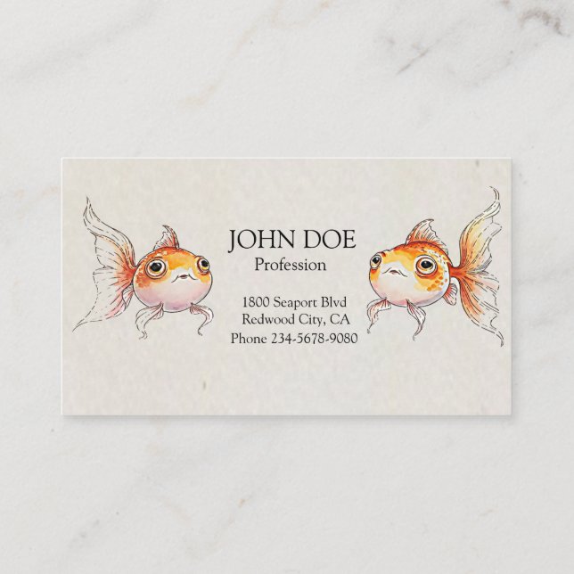 Whimsical Floating Goldfish Business Card (Back)