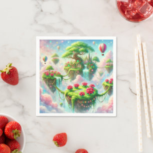 Whimsical Floating Poinsettia Gardens Decoupage Napkin