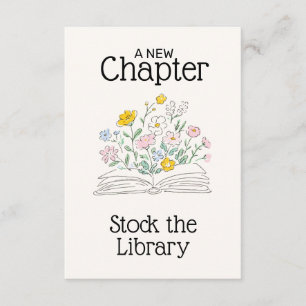 Whimsical Floral A New Chapter Bridal Shower  Enclosure Card