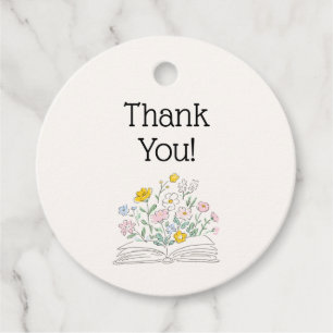 Whimsical Floral A New Chapter Bridal Shower  Favour Tags