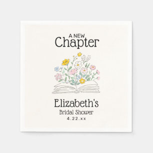 Whimsical Floral A New Chapter Bridal Shower  Napkin