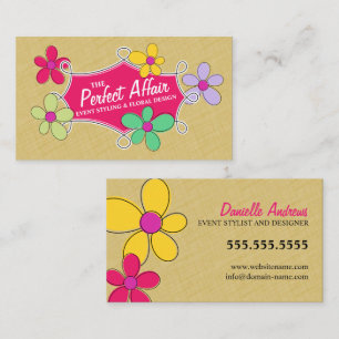 Whimsical Floral and Doodle Frame Business Card