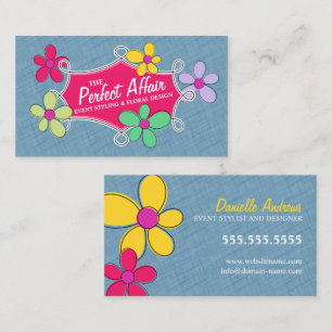 Whimsical Floral and Doodle Frame Business Card