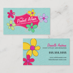Whimsical Floral and Doodle Frame Business Card