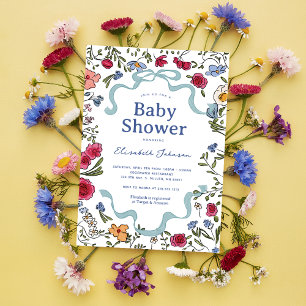 Whimsical Floral Baby in Bloom Baby Shower Invitation