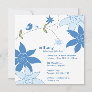 Whimsical floral baby shower invitation