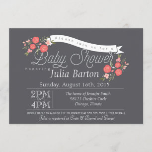Whimsical Floral Baby Shower Invitation, Rosey Invitation