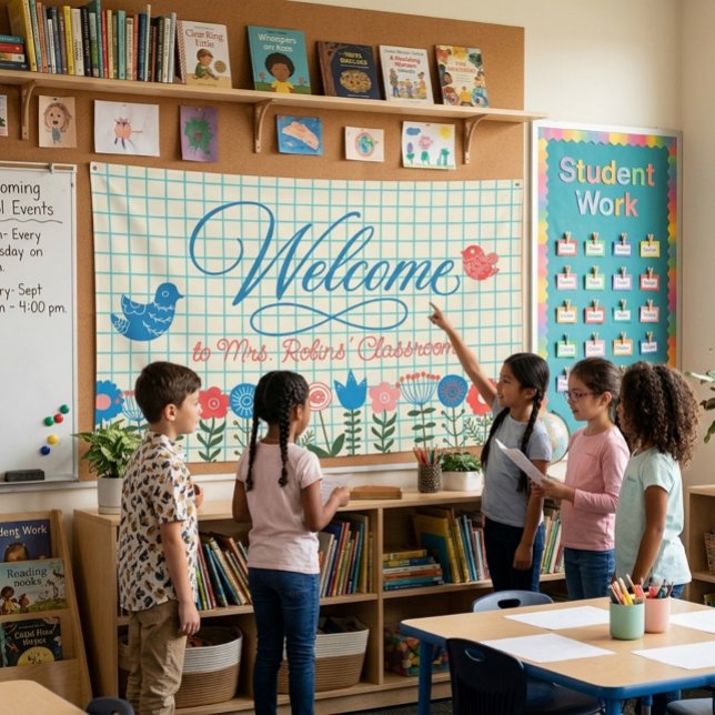 Whimsical Floral & Birds Classroom Welcome Banner  (Creator Uploaded)